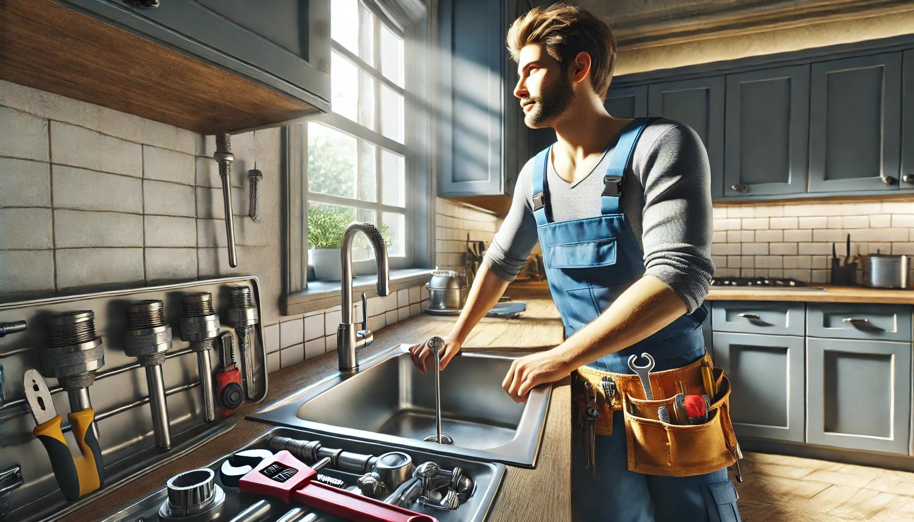 ResultCalls plumber fixing a sink inside of a modern home