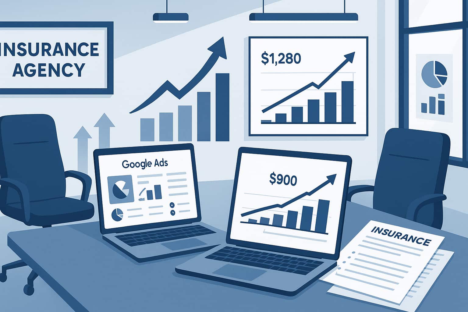 Auto insurance customer acquisition costs rising from $900 to $1,280 showing digital marketing challenges for insurance agencies.