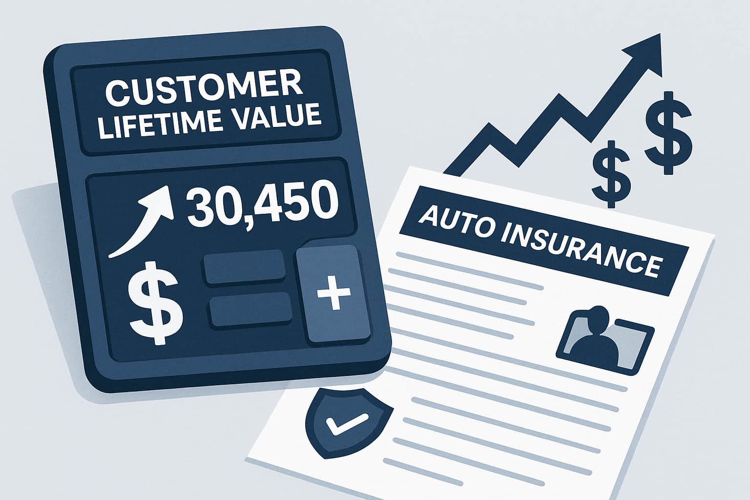 Customer lifetime value calculator for auto insurance lead generation showing profitable marketing ROI.