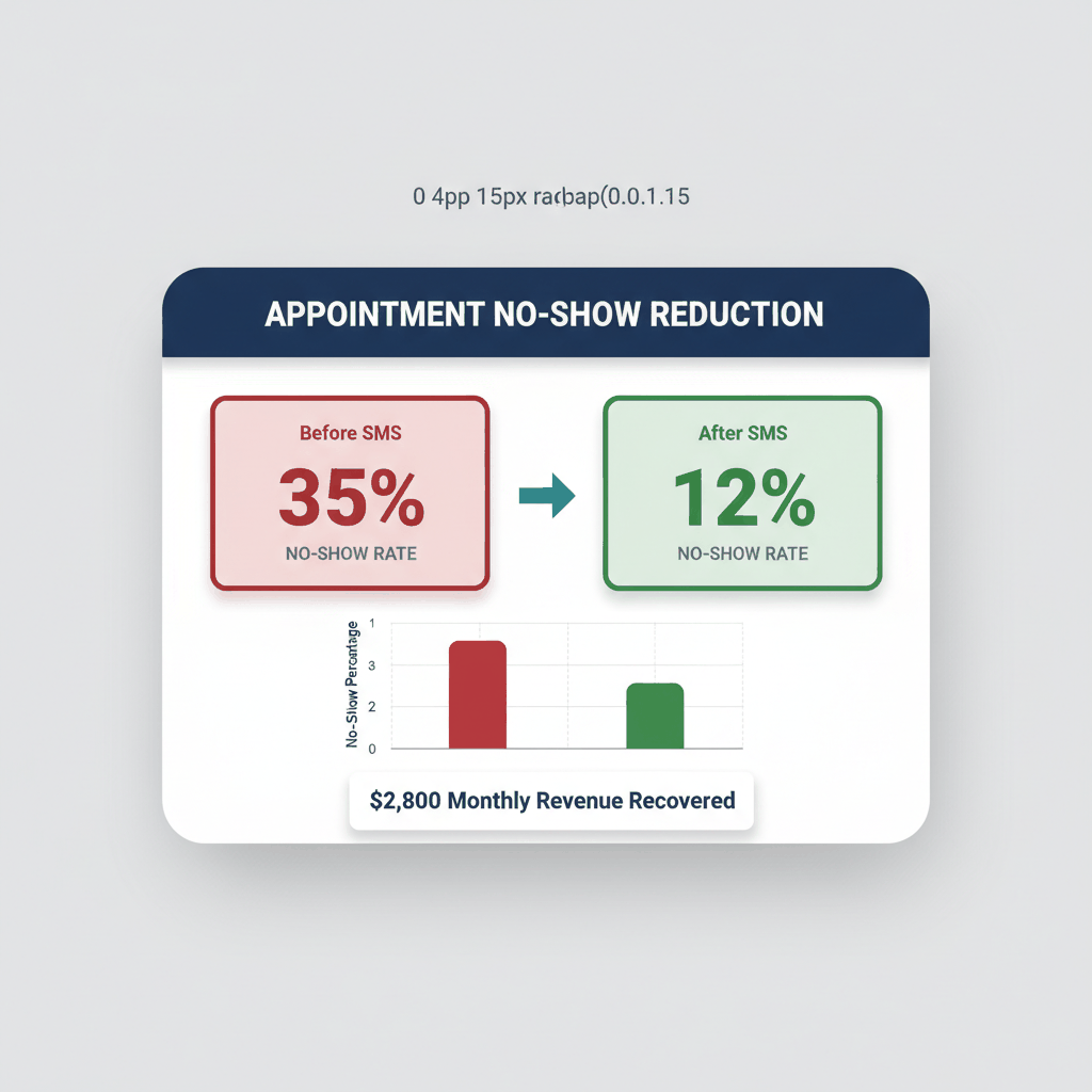 Appliance repair no-show rates reduced from 35% to 12% using SMS appointment reminders saving $2,800 monthly