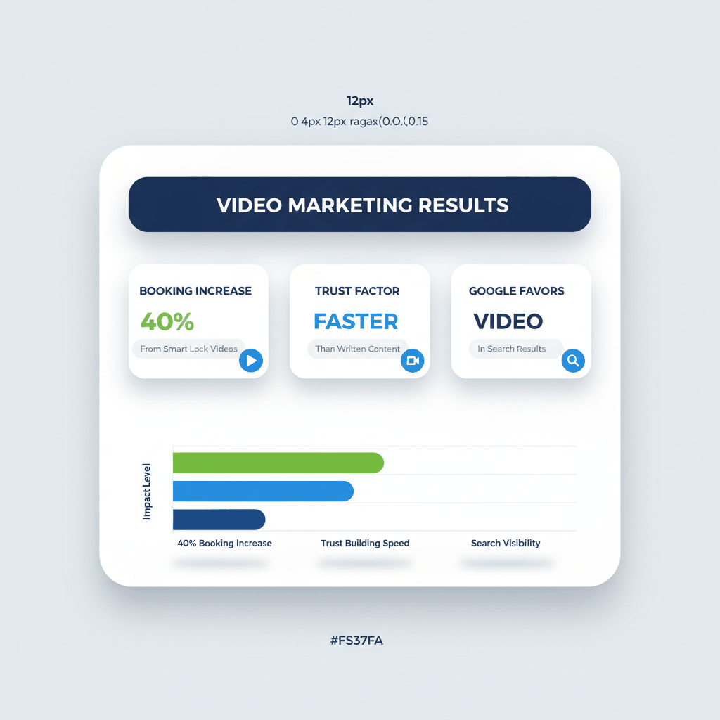 Video marketing results for locksmiths - 40% booking increase, faster trust building, improved Google search visibility