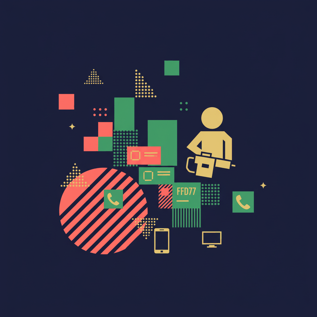 Abstract geometric pest control digital marketing composition - Google Ads lead generation success