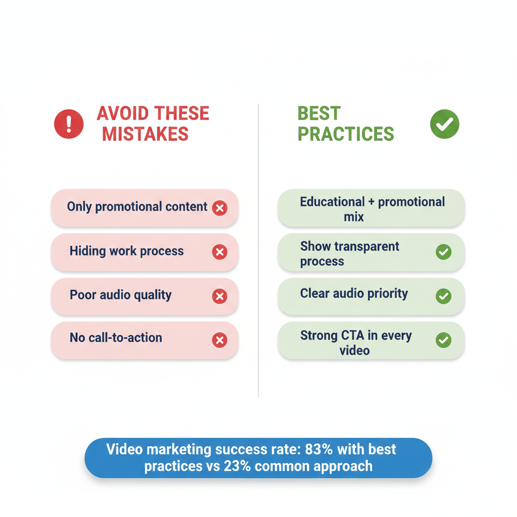 Video marketing mistakes to avoid versus best practices for water damage restoration companies with success rate comparison