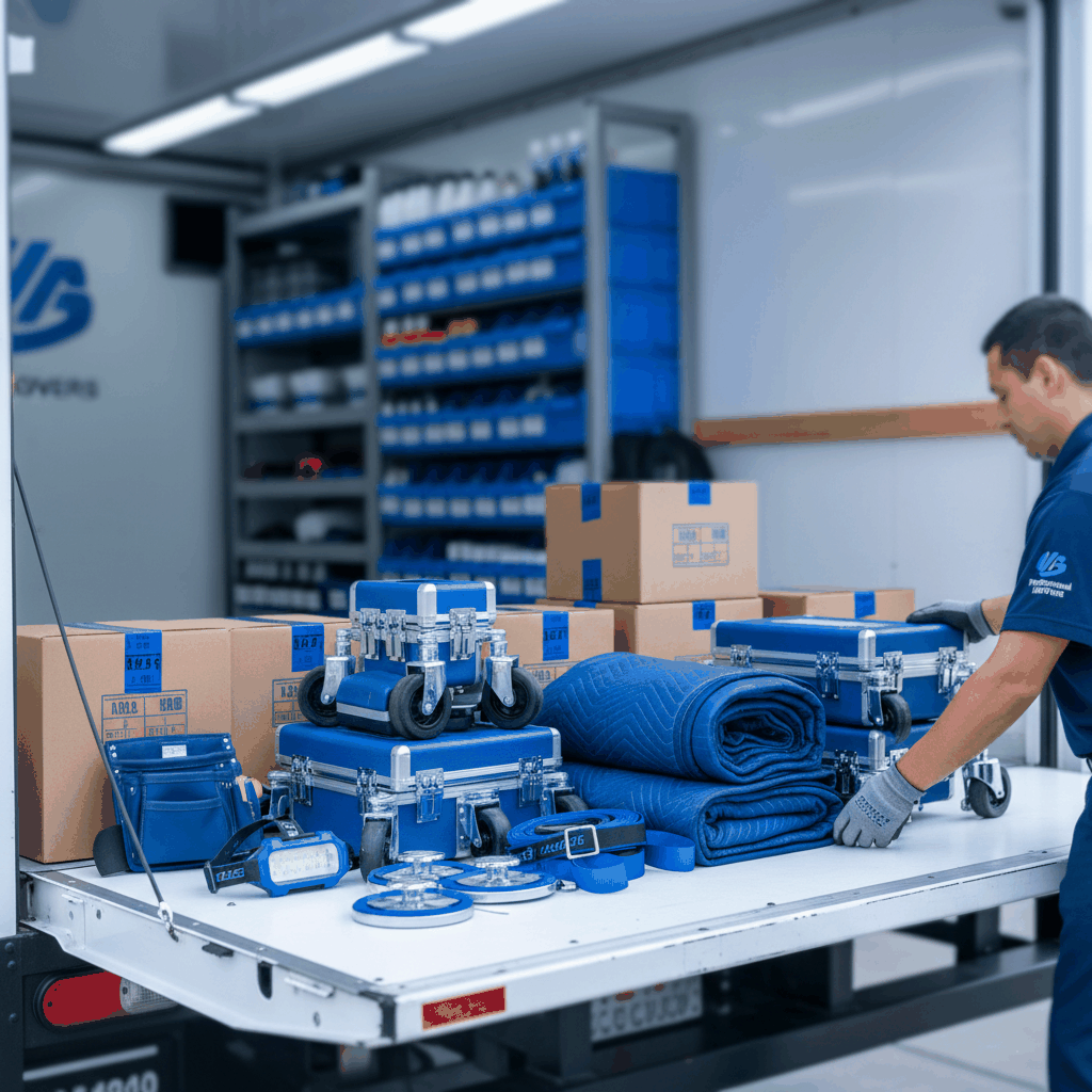 Professional moving equipment and tools arranged on truck - Complete Local SEO Guide for Moving Companies