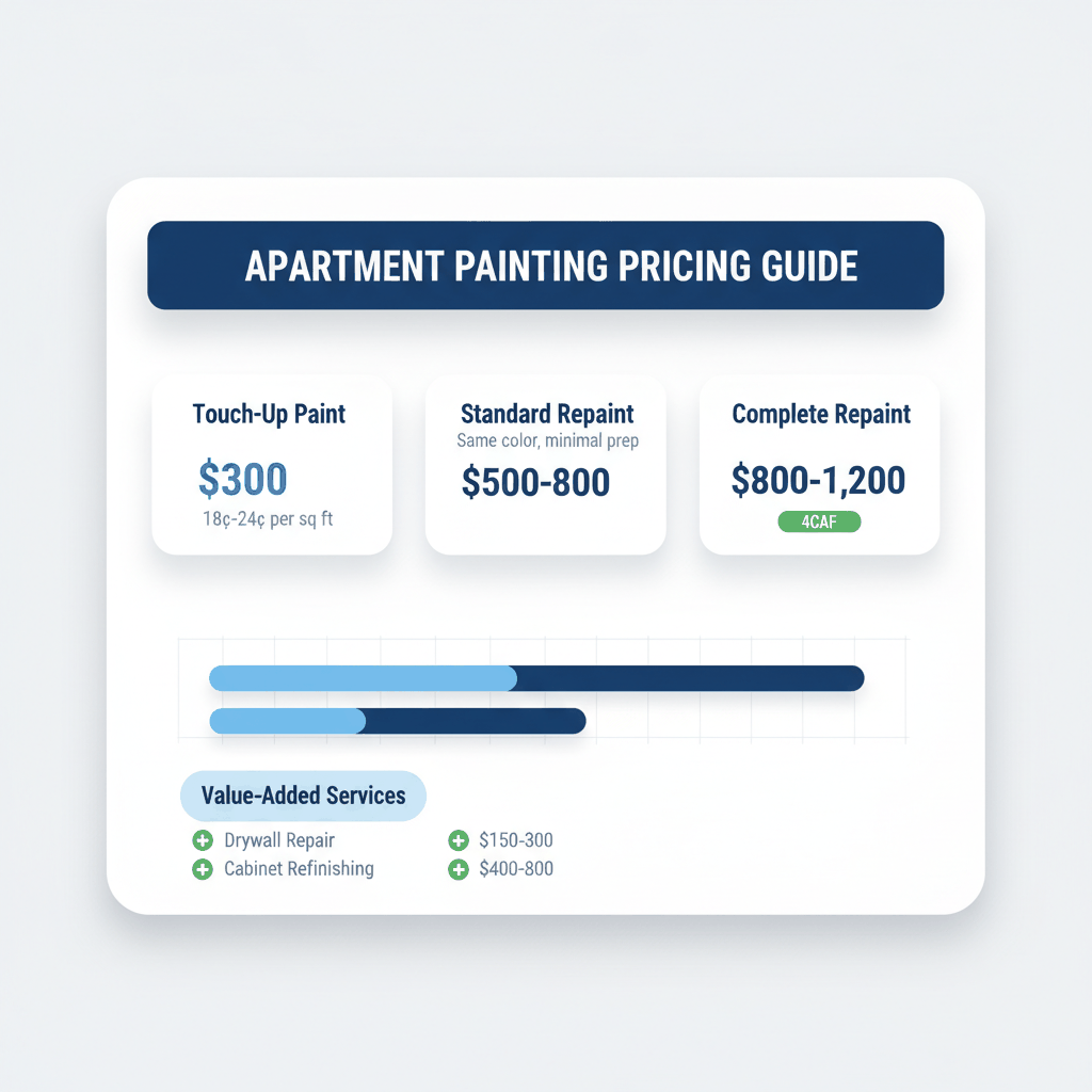 Apartment painting pricing structure showing costs per square foot and value-added services for contractors