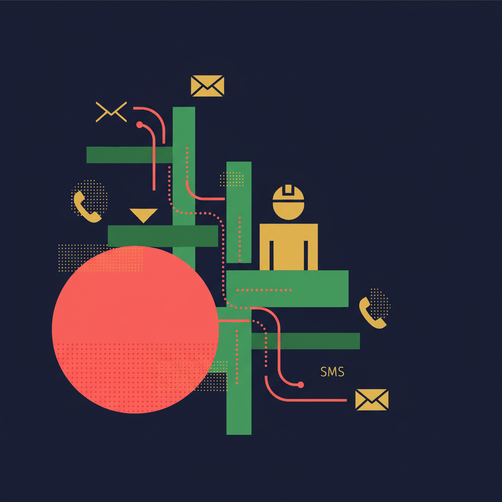 Abstract geometric art representing plumbing automated marketing with bold shapes symbolizing customer communication - plumbing automated marketing guide