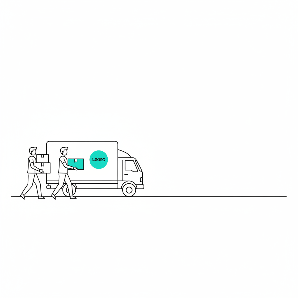 Minimalist moving company referral program illustration - professional movers and partnership network