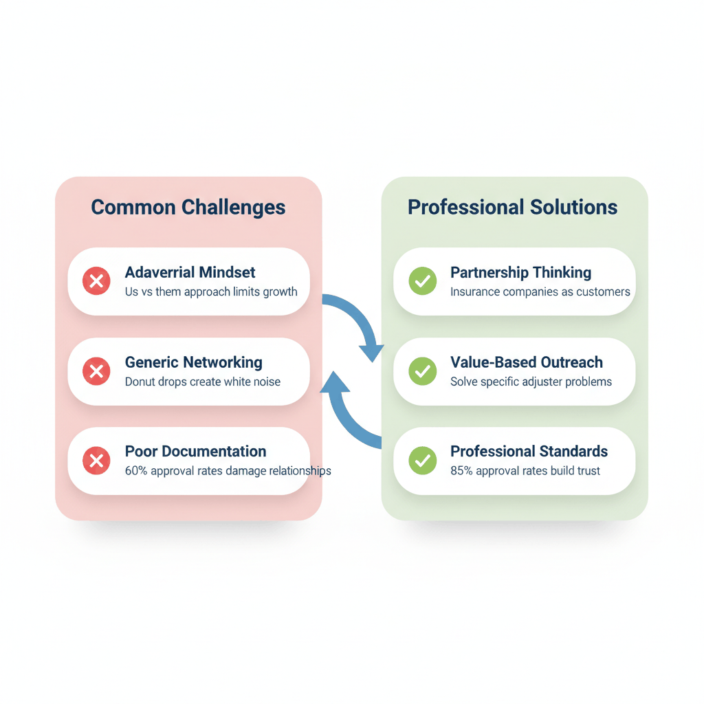 Common insurance partnership challenges versus professional solutions for roofing contractors