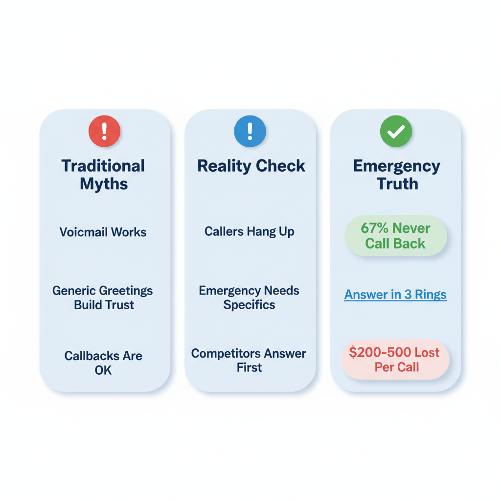 Locksmith phone handling myths versus emergency call reality comparison chart showing conversion statistics