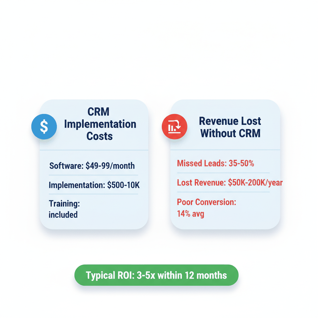 Law firm CRM implementation costs versus revenue lost without client management system - attorney ROI analysis