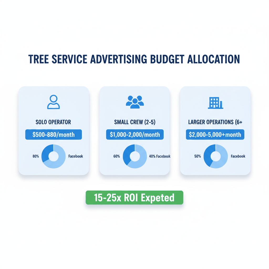 Tree service advertising budget allocation guide by business size with Google Ads and Facebook Ads split recommendations