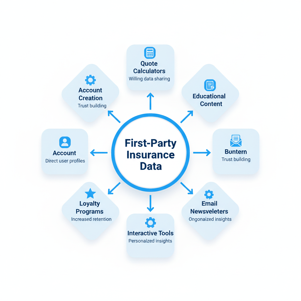 First-party data collection methods for insurance companies - quote calculators, educational content, newsletters, and loyalty programs