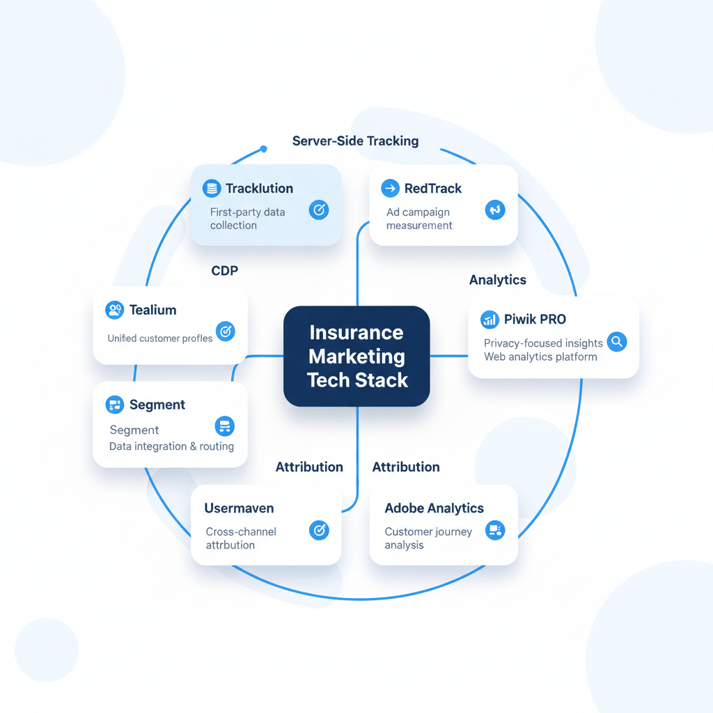 Cookieless advertising tools ecosystem for insurance companies - server-side tracking, analytics, attribution, and customer data platforms