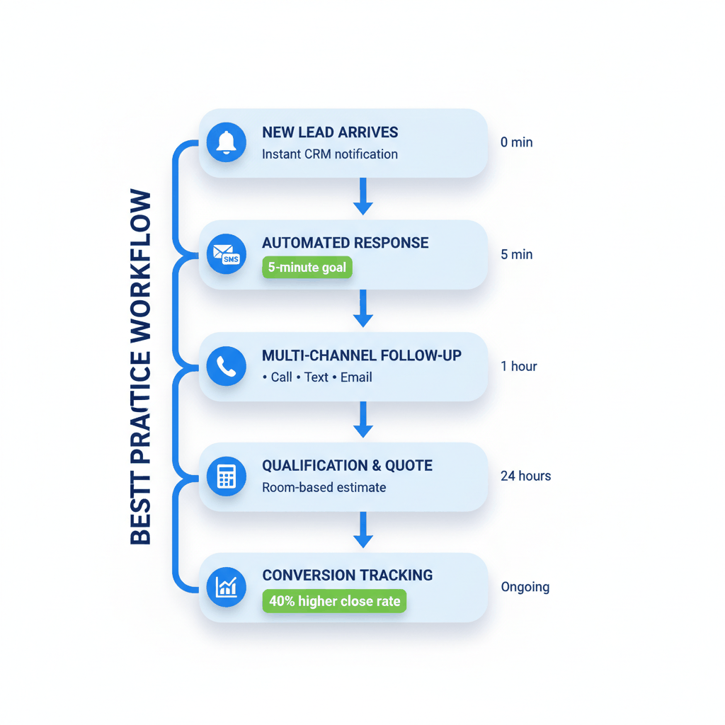 Moving company lead management workflow showing best practices from initial contact to conversion tracking