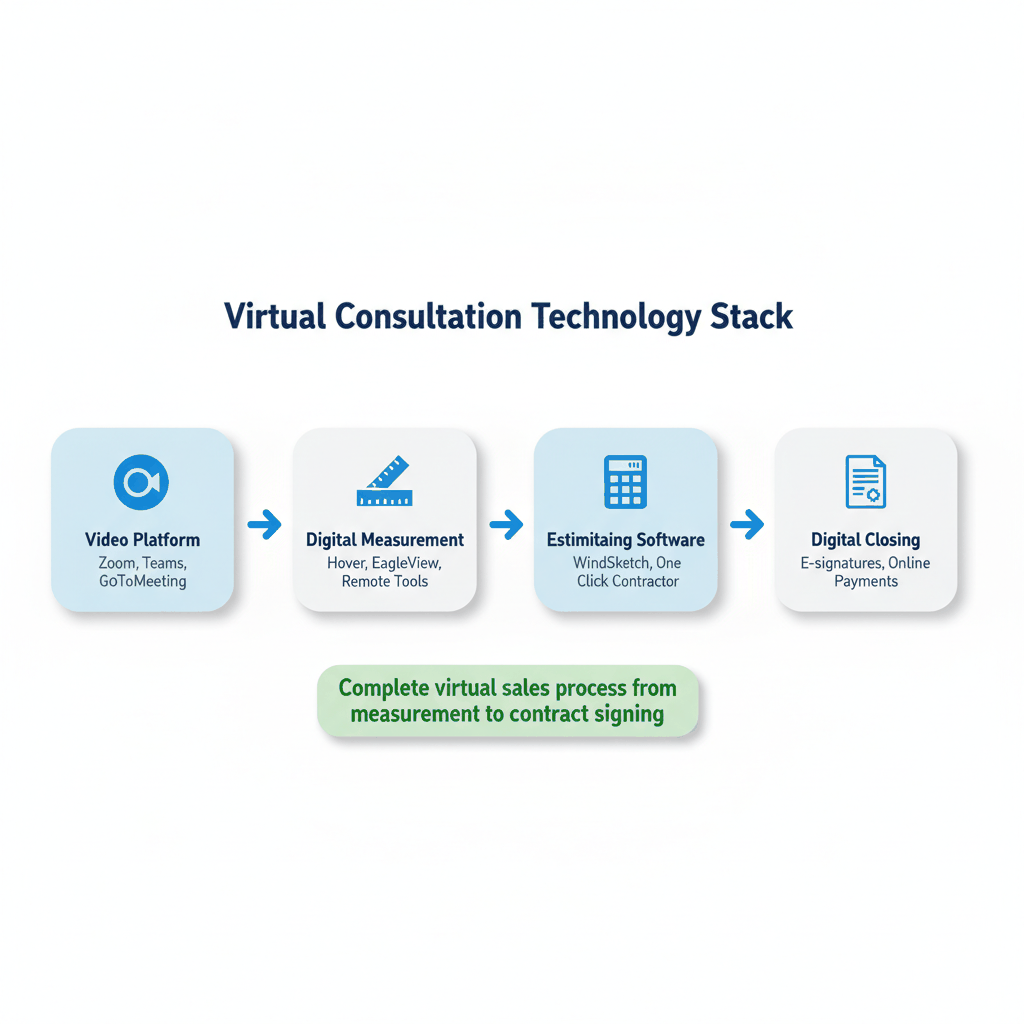 Digital measurement and virtual consultation technology stack for window companies showing integrated sales process - virtual window consultation tools