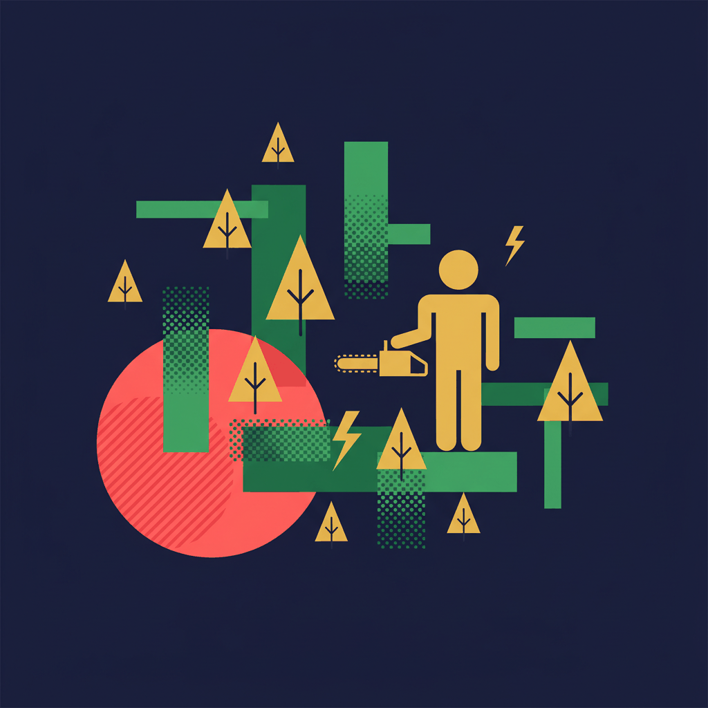 Abstract geometric marketing visualization for tree service business growth and lead generation strategies