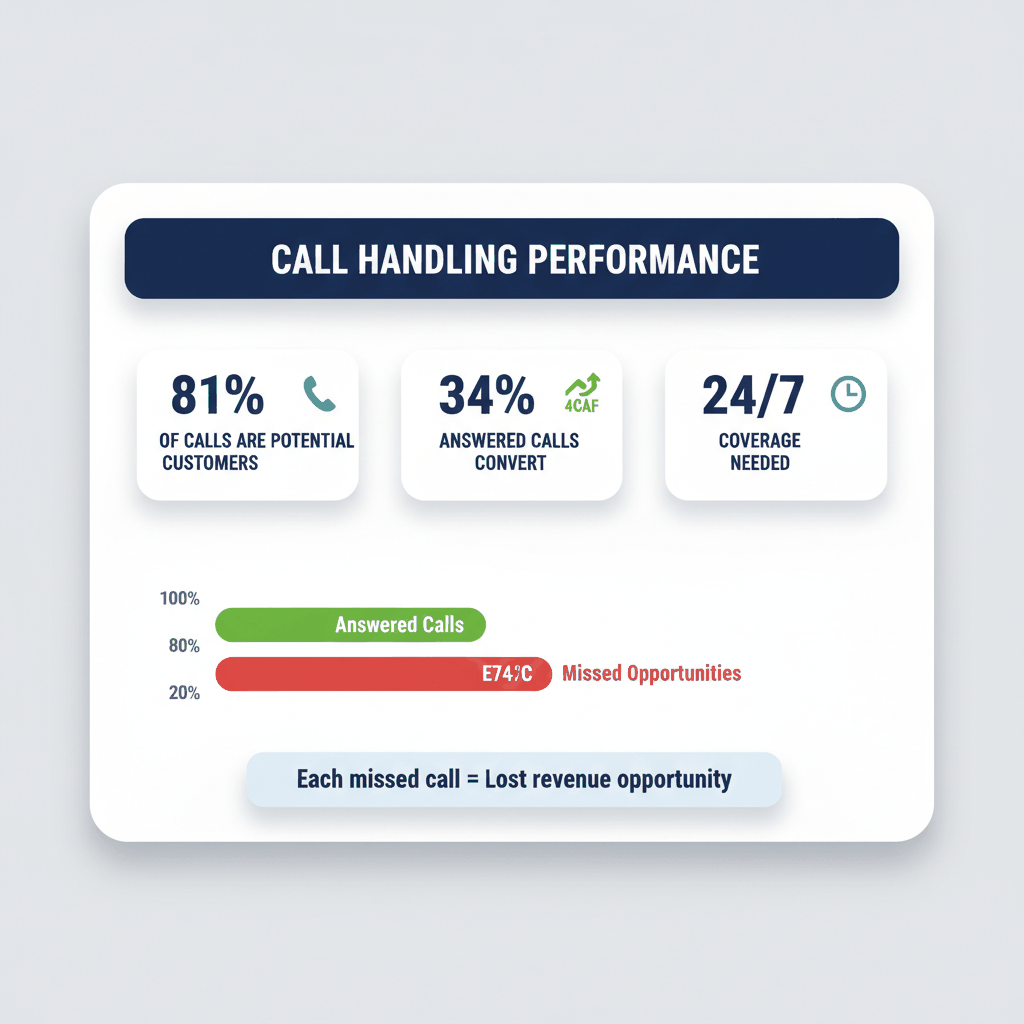 Call handling performance metrics showing 81% of locksmith calls are potential customers with 34% conversion rates