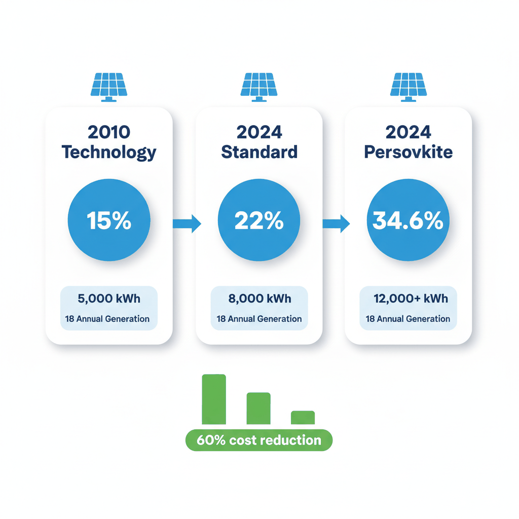 Solar panel efficiency evolution from 2010 to 2024 perovskite breakthrough - solar energy trends comparison